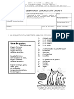 Prueba de Lenguaje 4 Unidad