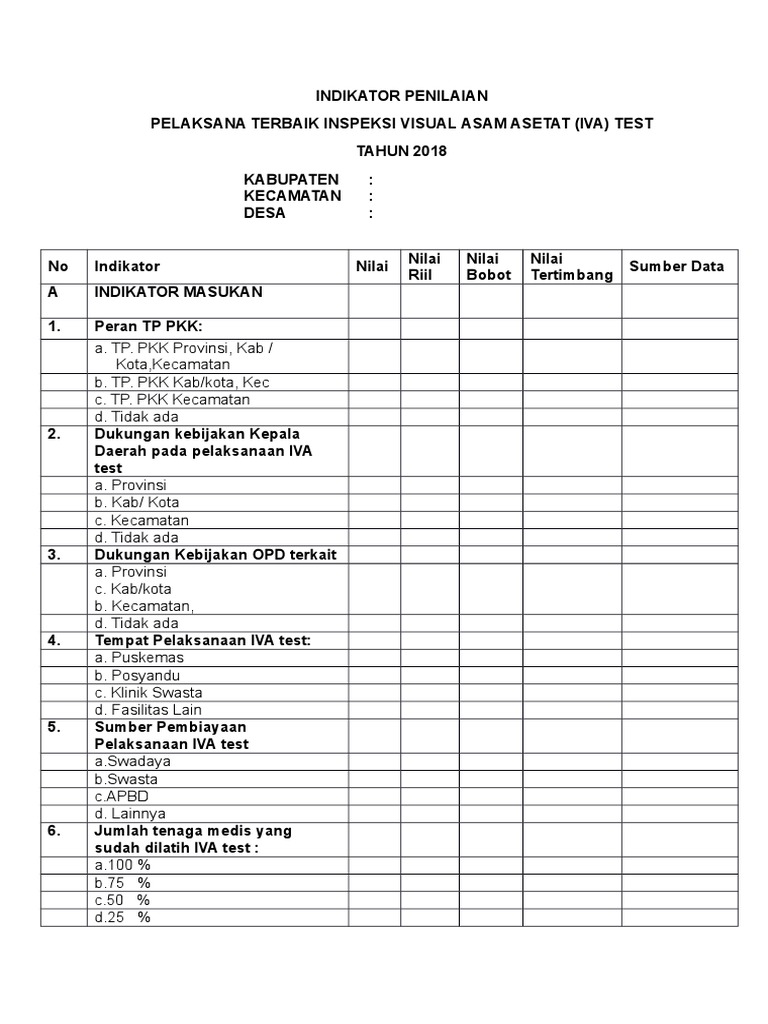 Indikator Lomba Iva Test