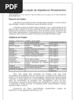 Projeto de Circulação do Espetáculo Pensamentos Cantados