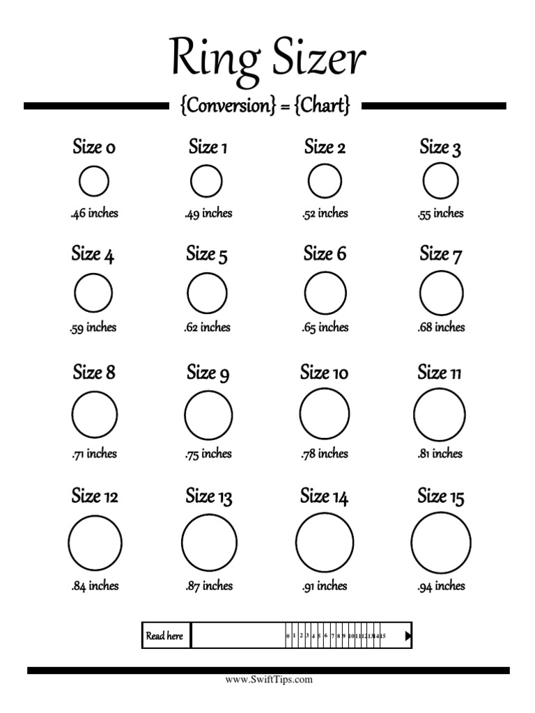 Ring Size Conversion Chart in Inches | PDF