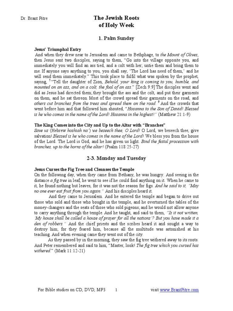 Jewish Roots of Holy Week Explained | PDF | Jesus | Last Supper