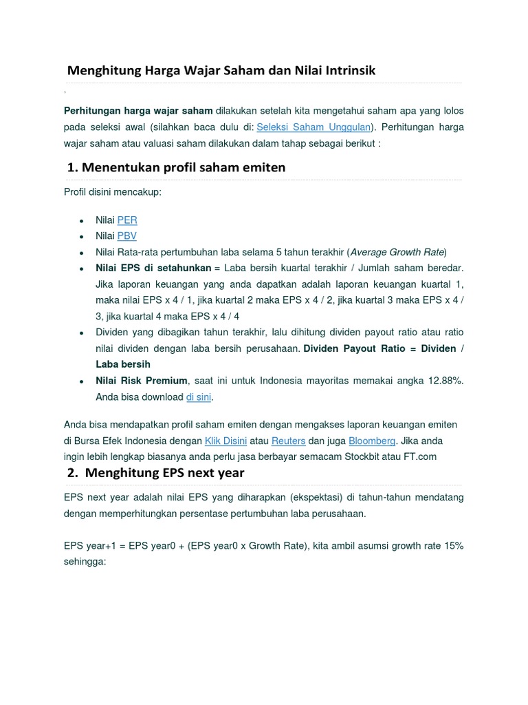 33 Menghitung Nilai Intrinsik Saham Info Dana Tunai