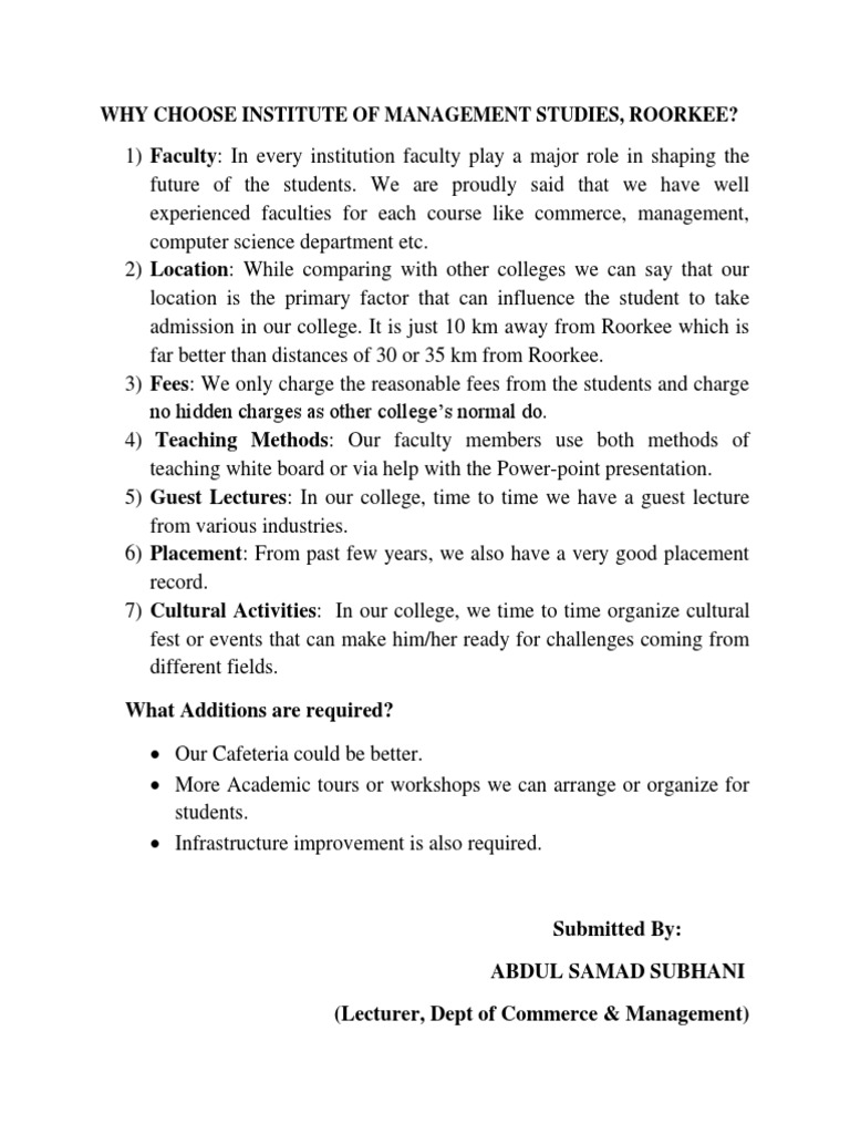 Benefits of Studying at IMS Roorkee | PDF | Career & Growth | Art