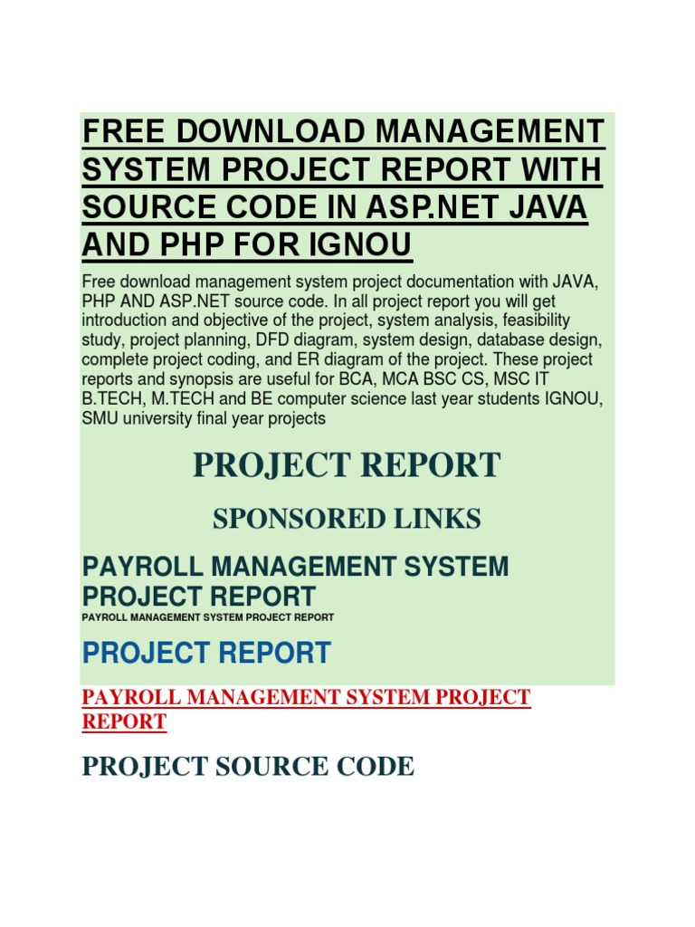 Management System Project Report With Source Code in ASP | PDF ...