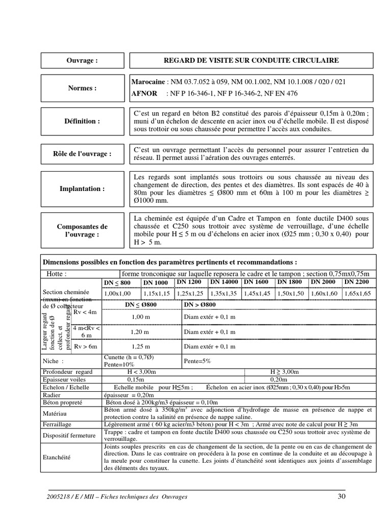 Regard de visite en béton normes et détails PDF Éléments — free download