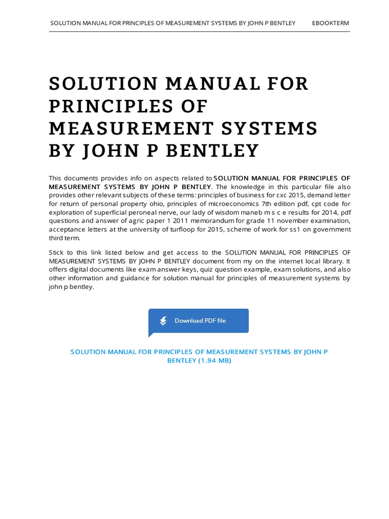 PRINCIPLES OF MEASUREMENT SYSTEMS SOLUTION MANUAL PDF intelligence overview