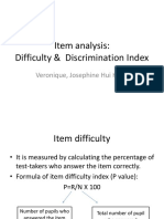Item Analysis: Difficulty & Discrimination Index: Veronique, Josephine Hui Hong