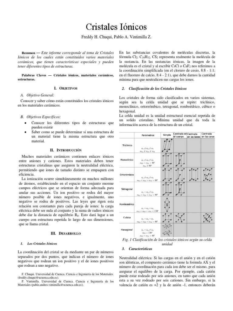 Cristales Ionicos PDF Cristal Ion