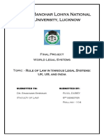 Dr. Ram Anohar Ohiya National Aw University, Lucknow: Final Project World Legal Systems