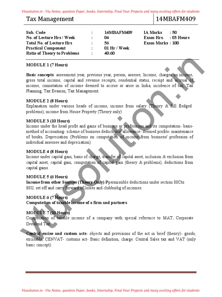 Tax Management - Notes | PDF | Tax Noncompliance | Employee Benefits