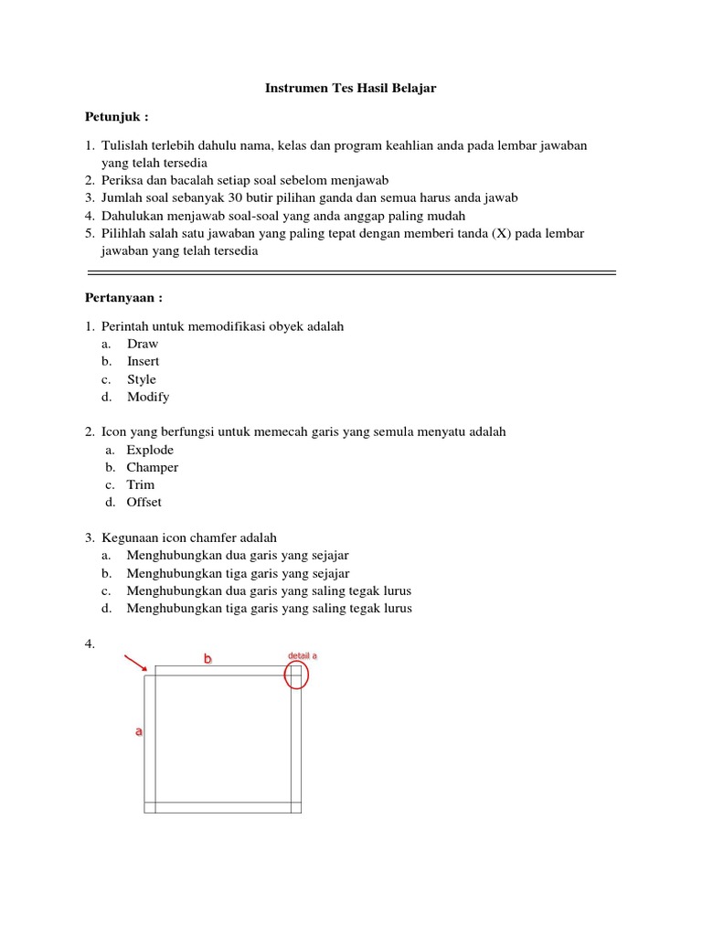 Soal Ujian Dan Jawaban Autocad Smk Kumpulan Kunci