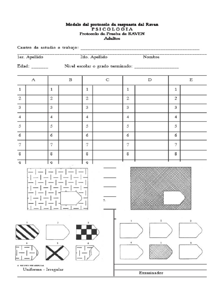 Para Imprimir Test de Raven-Matrices-Progresivas | PDF