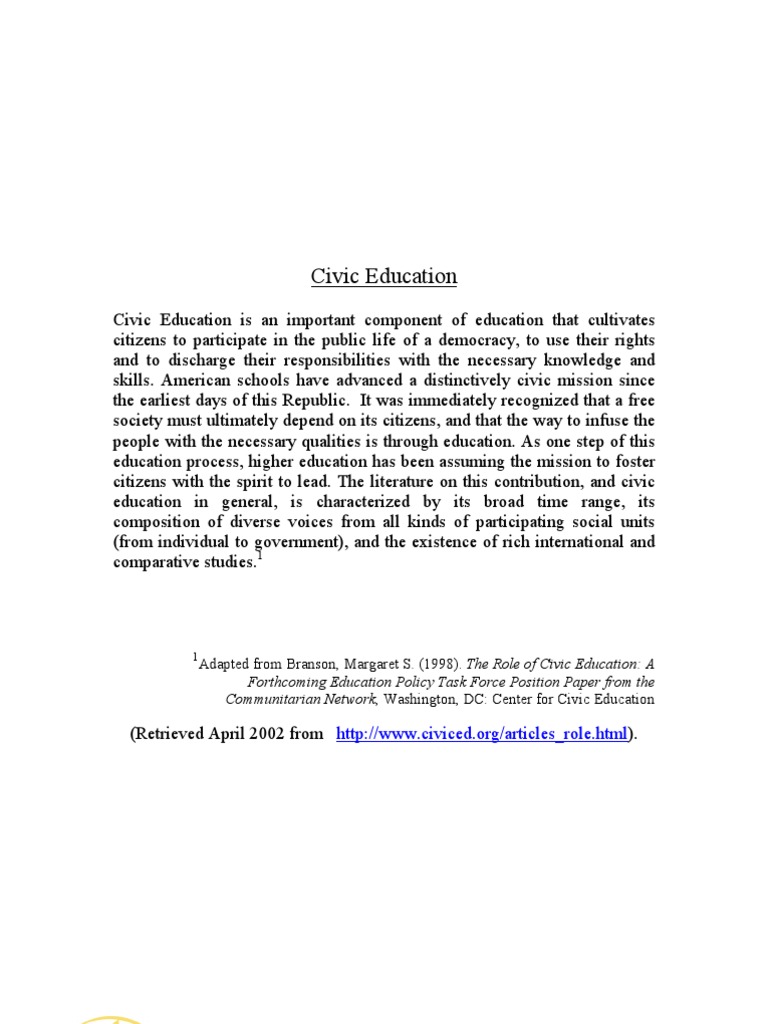 Civic Education Framework and Resources | PDF | Service Learning ...