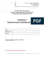 GUC Mechatronics Assignment 1 Dynamic Systems Modeling