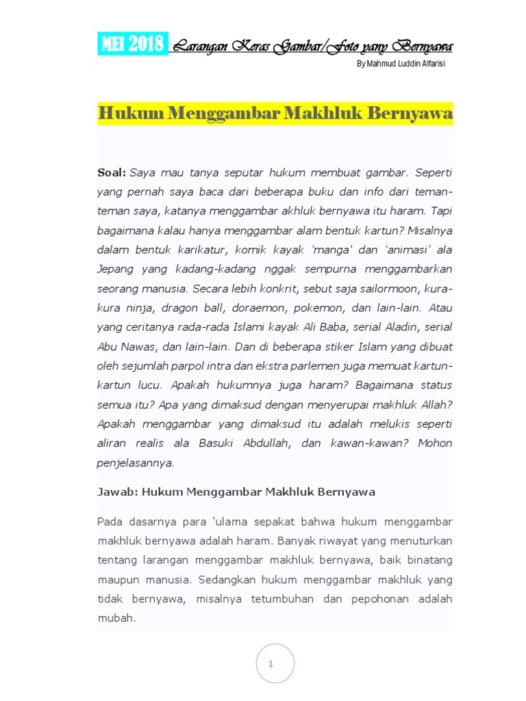 Hukum Menggambar Makhluk Bernyawa
