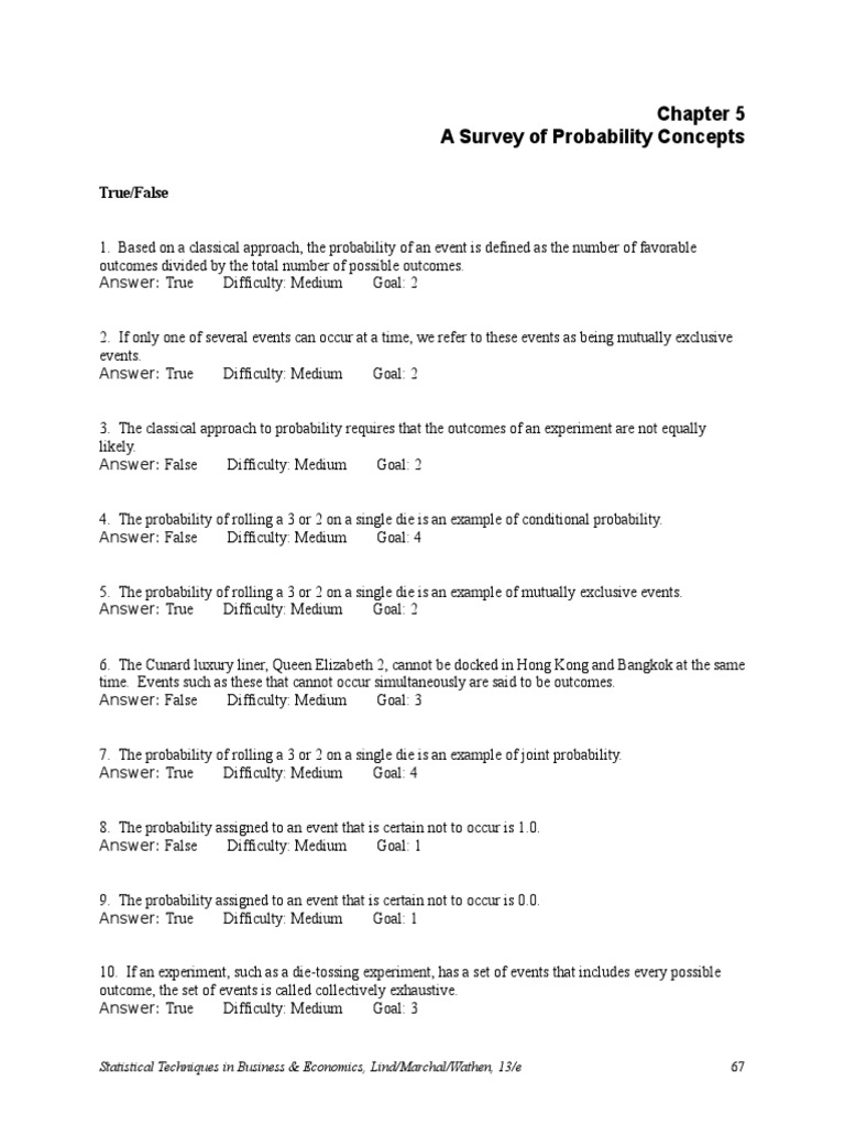 Survey of Classical Probability Concepts | PDF | Probability | Experiment