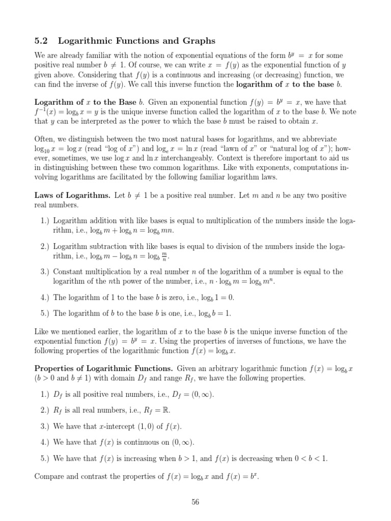 Logarithmic Functions Overview | PDF | Logarithm | Exponentiation