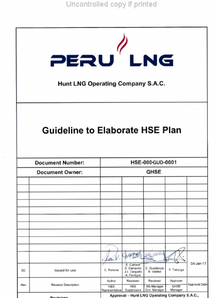 HSE-000-GUD-0001 Guideline To Elaborate HSE Plan | PDF | Occupational ...