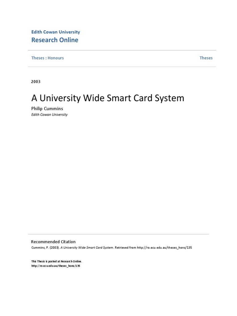 A University Wide Smart Card System | PDF | Science & Mathematics ...
