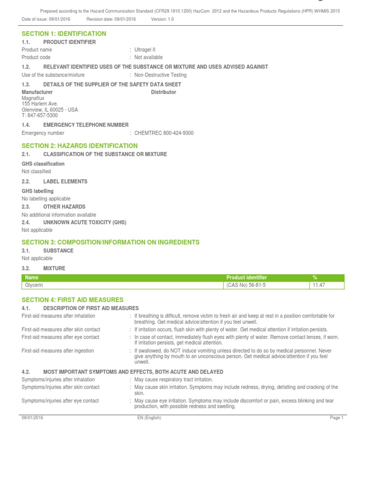 Ultragel II Safety Data Sheet English PDF PDF Toxicity Personal