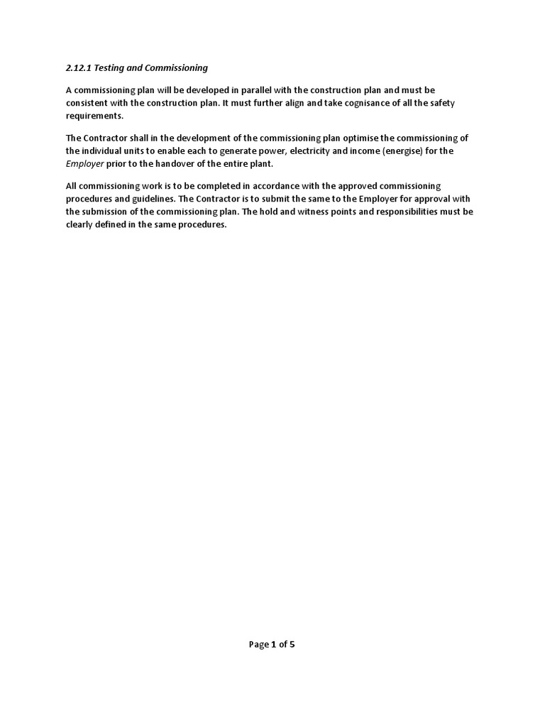 Testing and Commissioning | PDF | General Contractor | Engineering