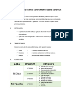 Plan de Trabajo para Conducir