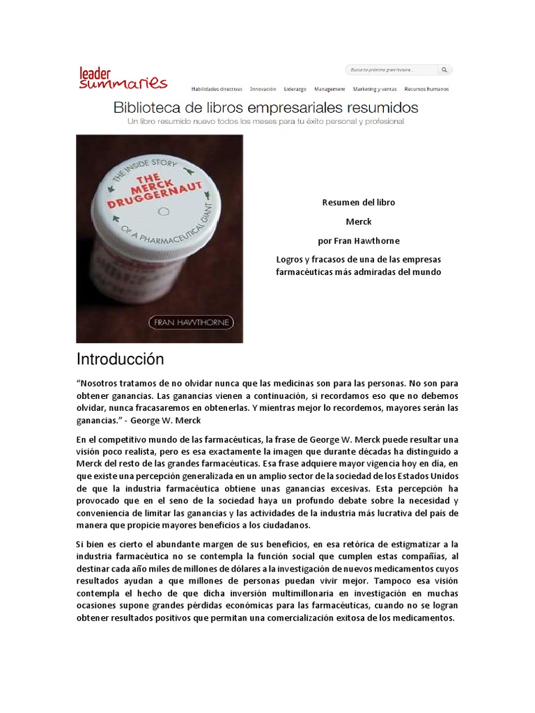 Historia y legado de Merck farmacéutica | PDF | Industria farmacéutica ...