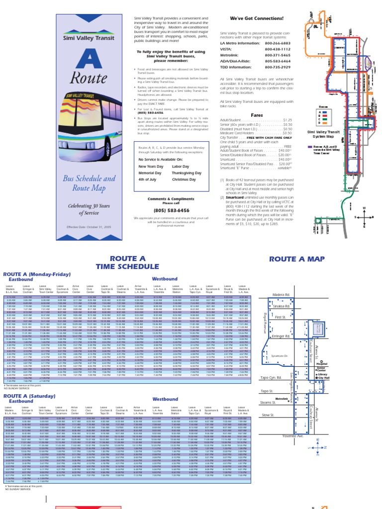 Simi Valley Transit Bus Schedule Guide | PDF | Bus | Public Transport