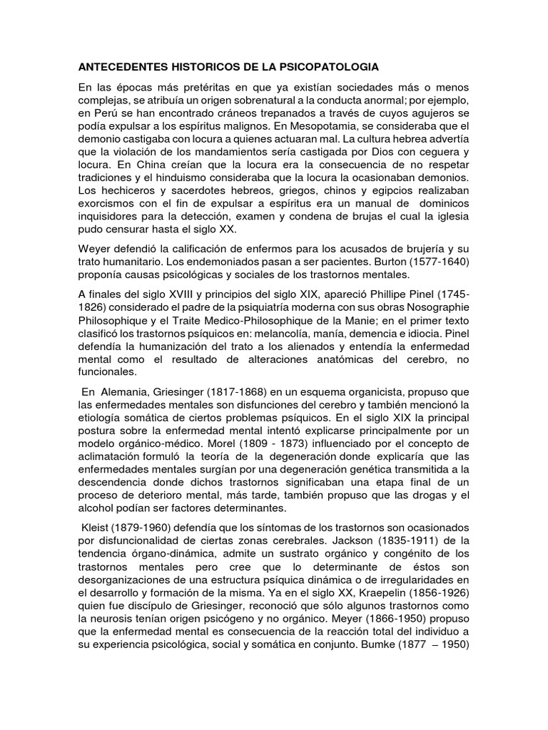 Antecedentes Historicos de La Psicopatologia Psicopatía