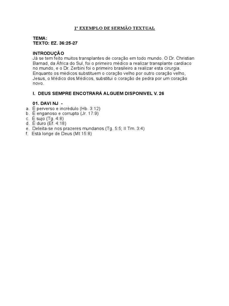 1º Exemplo de Sermão Textual | PDF