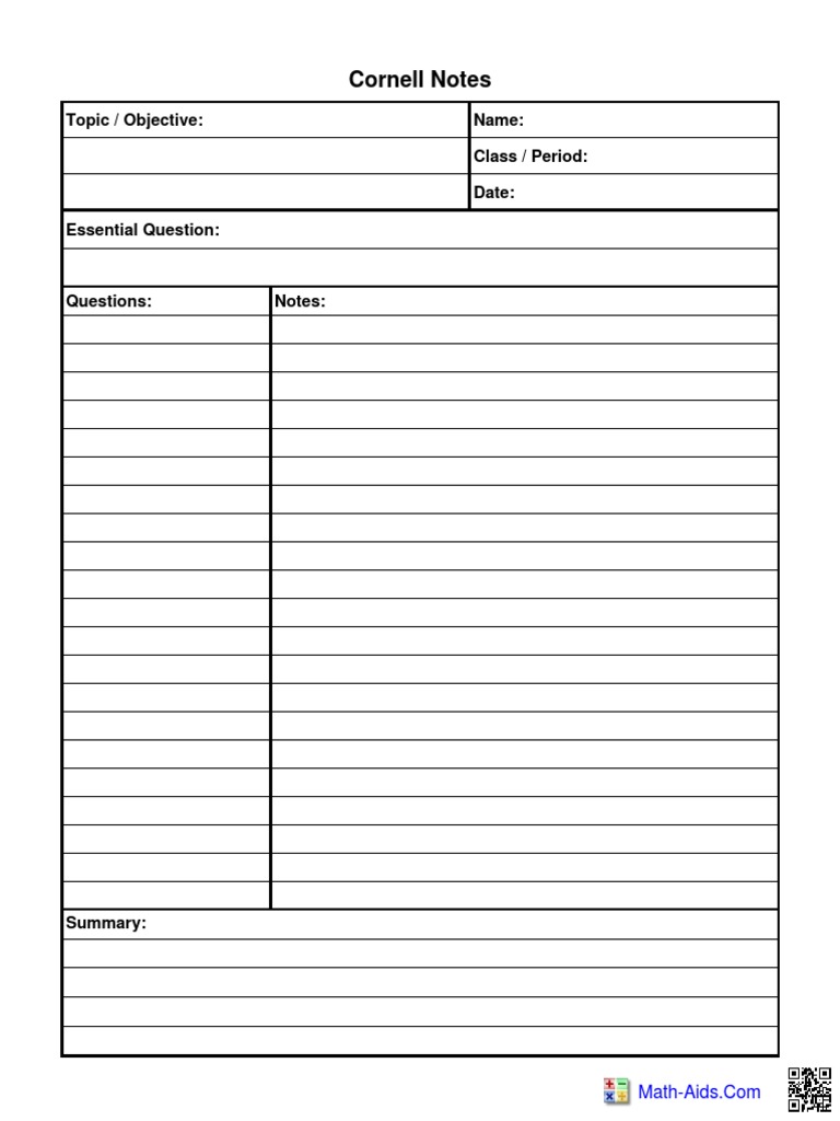 Math Study Guide Template | PDF