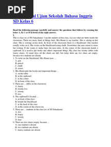 Contoh Soal Ujian Sekolah Bahasa Inggris SD Kelas 6