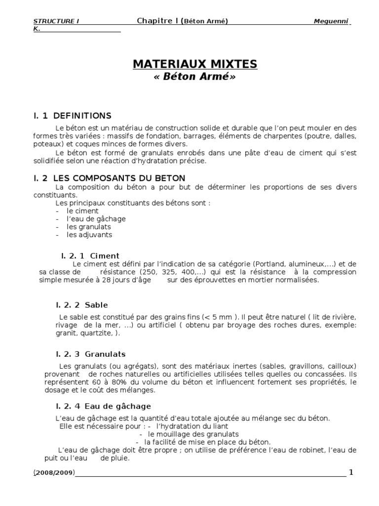 Composition et Masse Volumique du Béton Armé PDF Béton armé Béton — free download