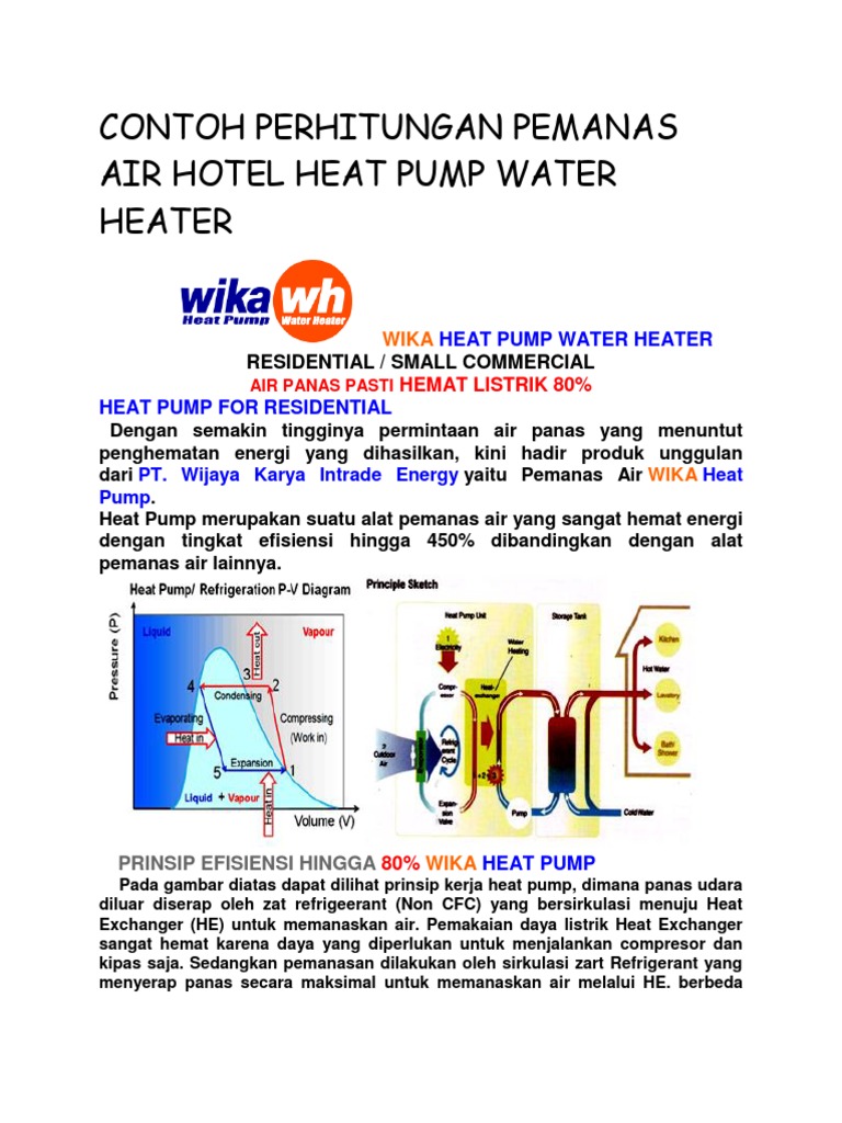 Contoh Perhitungan Pemanas Air Hotel Heat Pump Water Heater | PDF