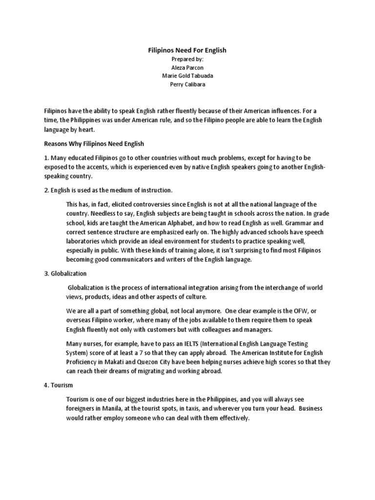 Importance of English in the Philippines | PDF | English Language ...