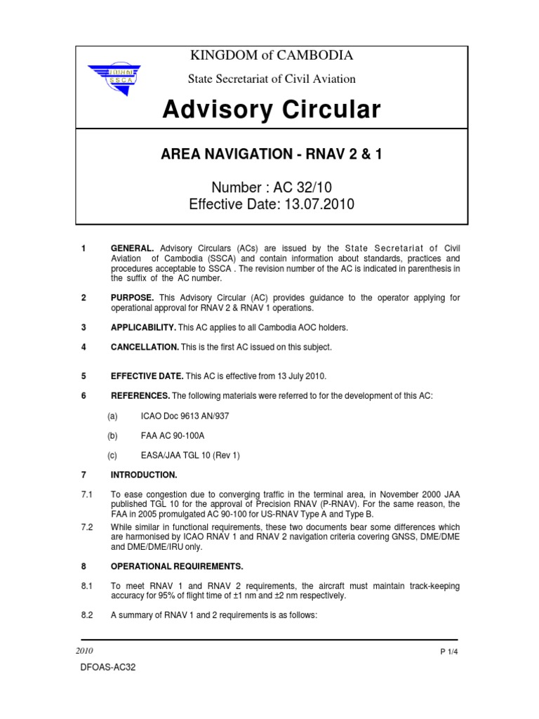 Ac 32-Area Navigation - Rnav 2 & 1 | PDF | Aeronautics | Aviation Safety