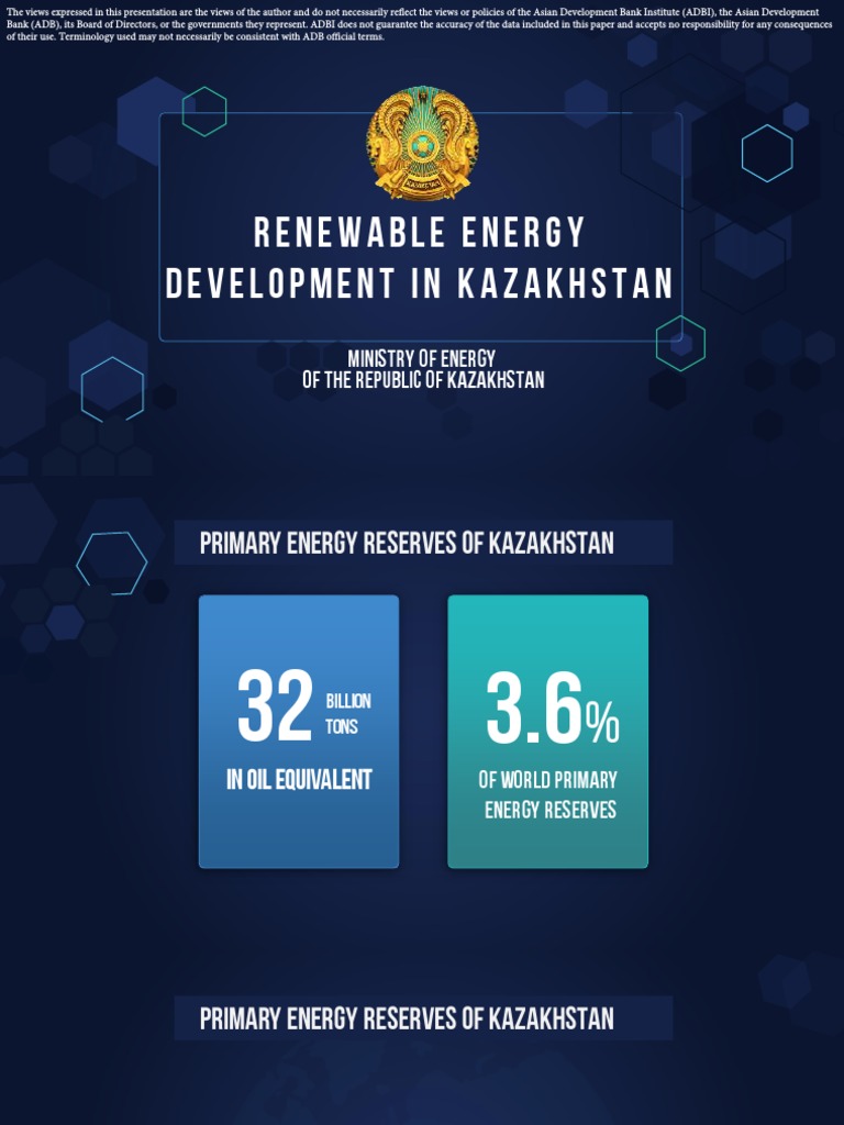 Renewable Energy Development In Kazakhstan Ministry Of Energy Of The