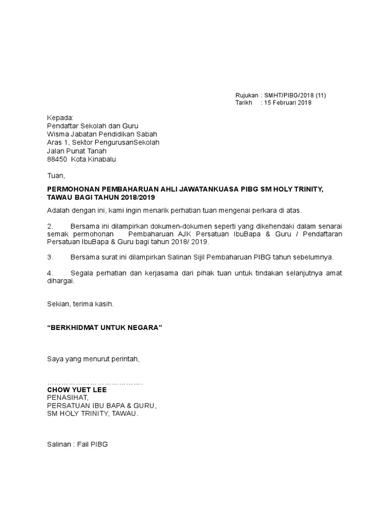Surat Iringan Pibg Ke Jpn 2018 2019