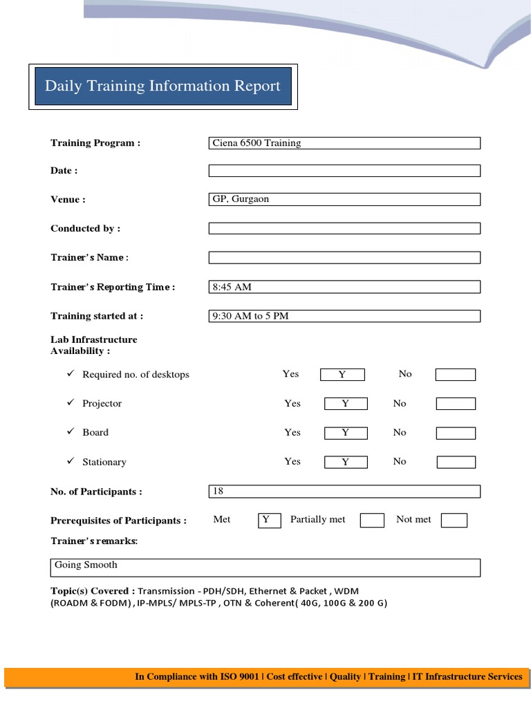 Daily Training Information Report | PDF