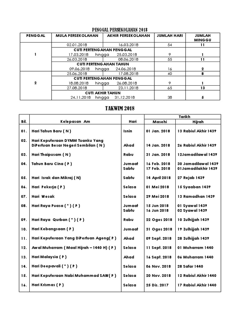 Takwim Cuti Pdf