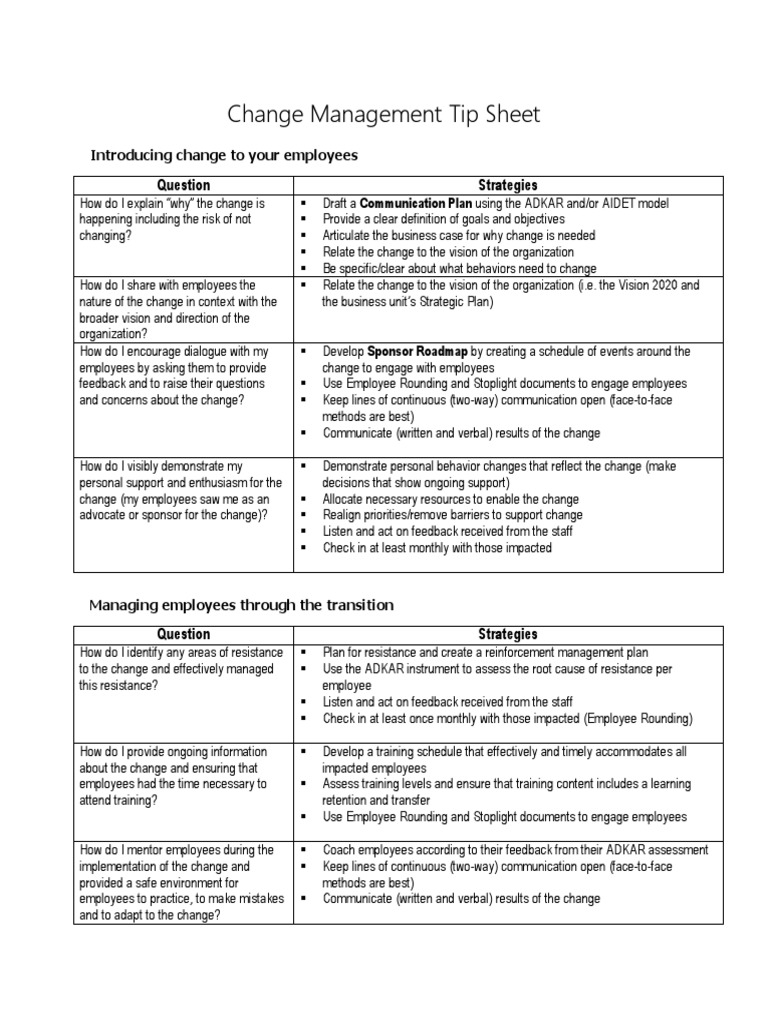 Change Management Strategies Guide | PDF | Reinforcement | Communication