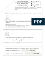 Taller de Matemática Numeros Enteros 2014