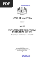 Act 555 Private Higher Educational Institutions Act 1996