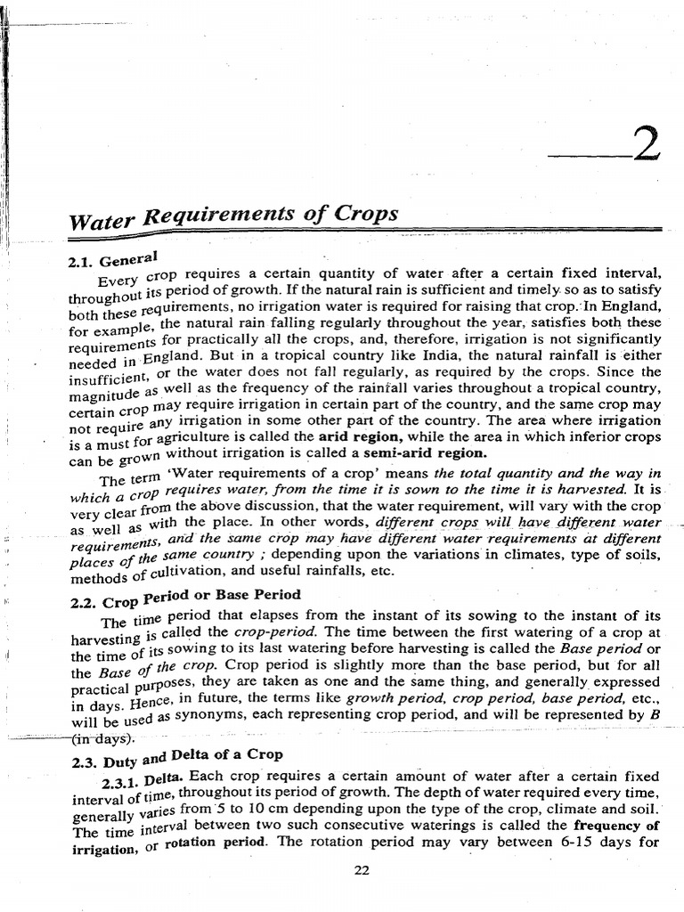 Water Requirements and Delta of Crops | PDF | Crop Rotation | Irrigation