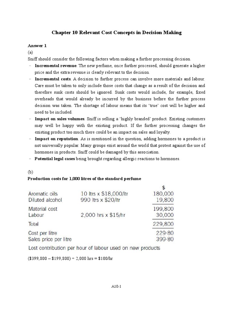 Chapter 10 Relevant Cost Concepts in Decision Making | PDF ...