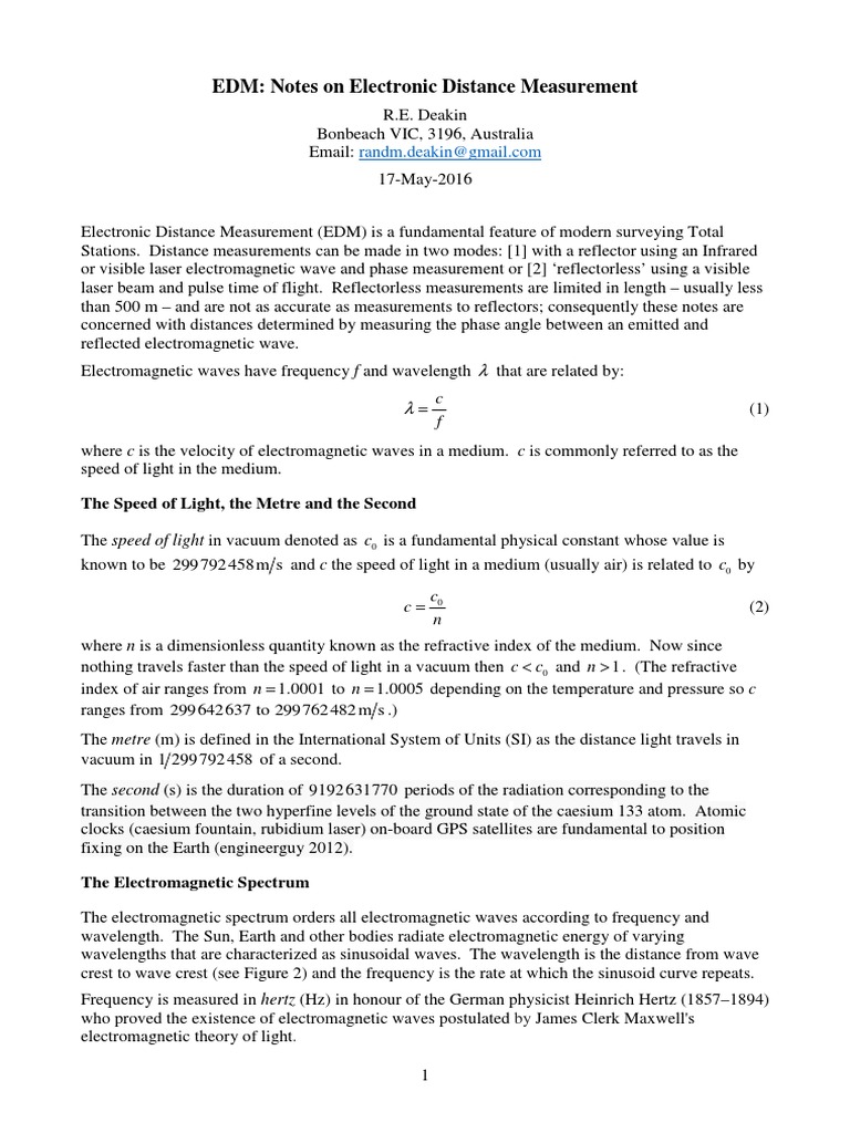 Electronic Distance Measurement Techniques | PDF | Hertz | Wavelength