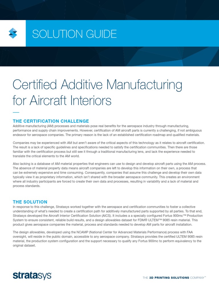 Certified Additive Manufacturing For Aircraft Interiors | PDF ...