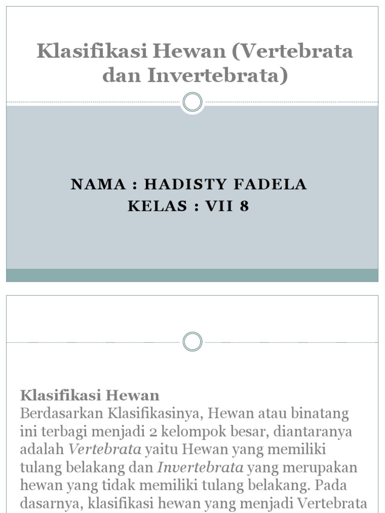 Klasifikasi Hewan Vertebrata Dan Invertebrata Pptx