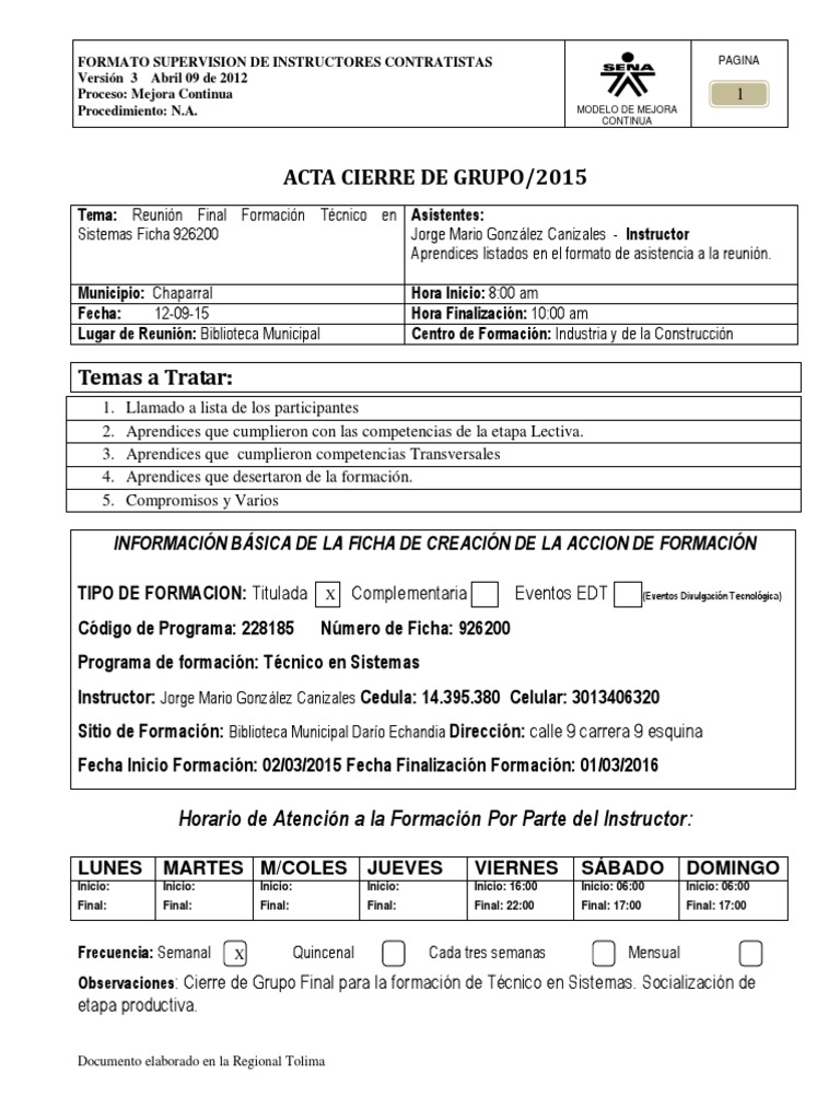 Acta de Cierre del Proyecto 926200 | PDF | Software | Red de computadoras