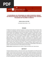 A Experiência Do Programa Da União Europeia“Urban”